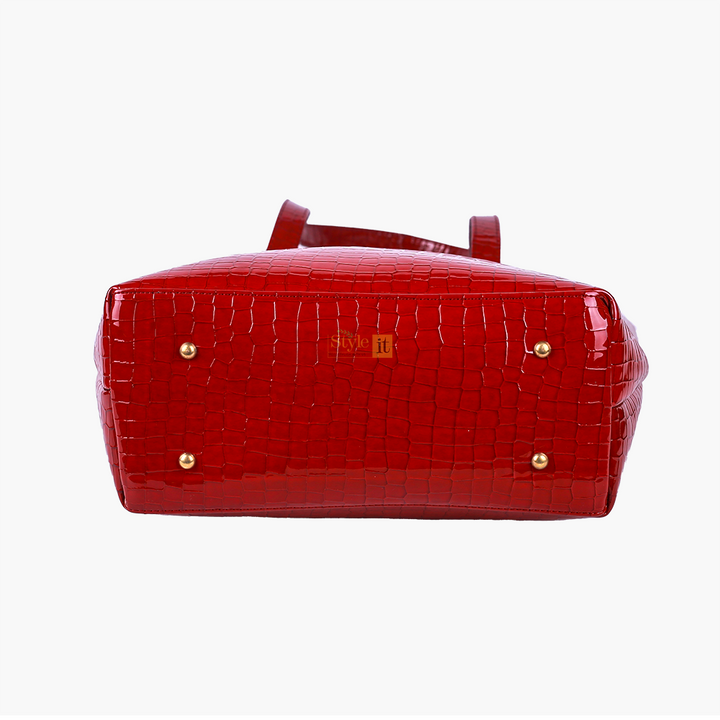 Roomy Redish Maroon Crocodile Leather Tote Bag