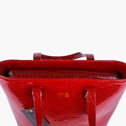 Roomy Reddish Maroon Crocodile Leather Bag