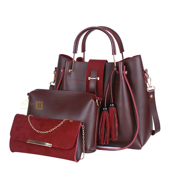 Scooby Maroon 3 Pcs Handbag