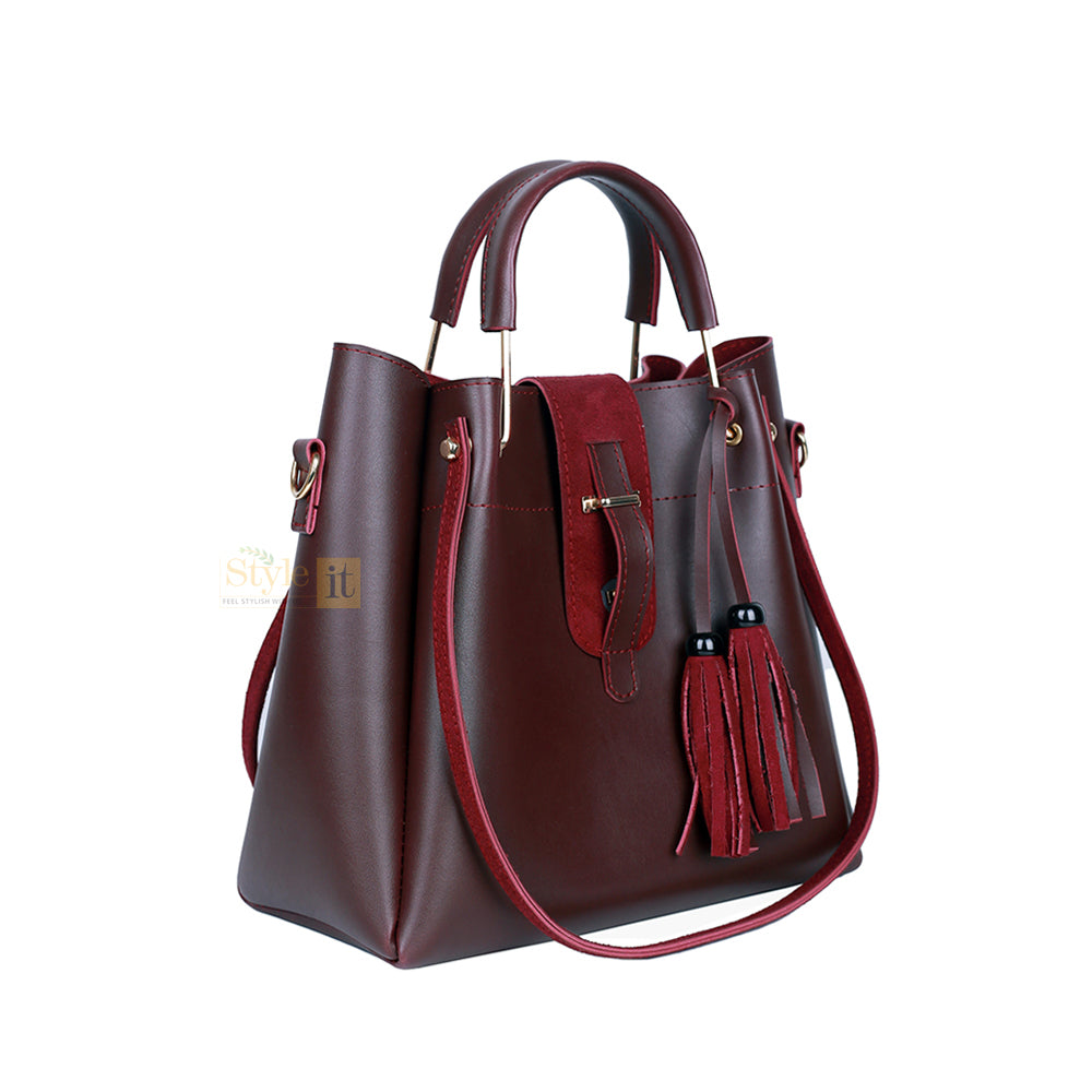 Scooby Maroon 3 Pcs Handbag