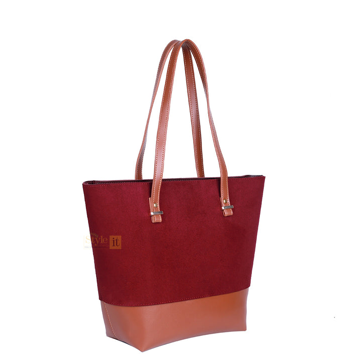 Posh Maroon And Brown Tote Bags