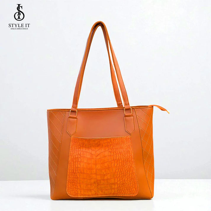 Luxe Elegence Mustard Brown Tote