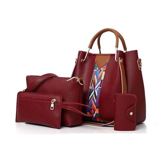 Royal Maroon 4 Pieces Handbag