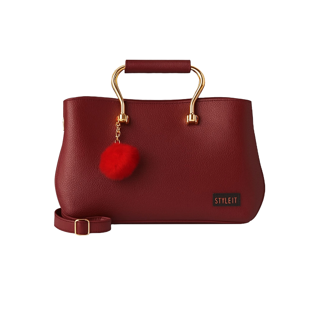 Satchel Maroon Leather Hand Bag