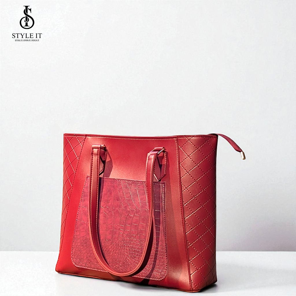 Luxe Elegance Maroon Tote Bag – Women’s Fashion Shoulder Bag