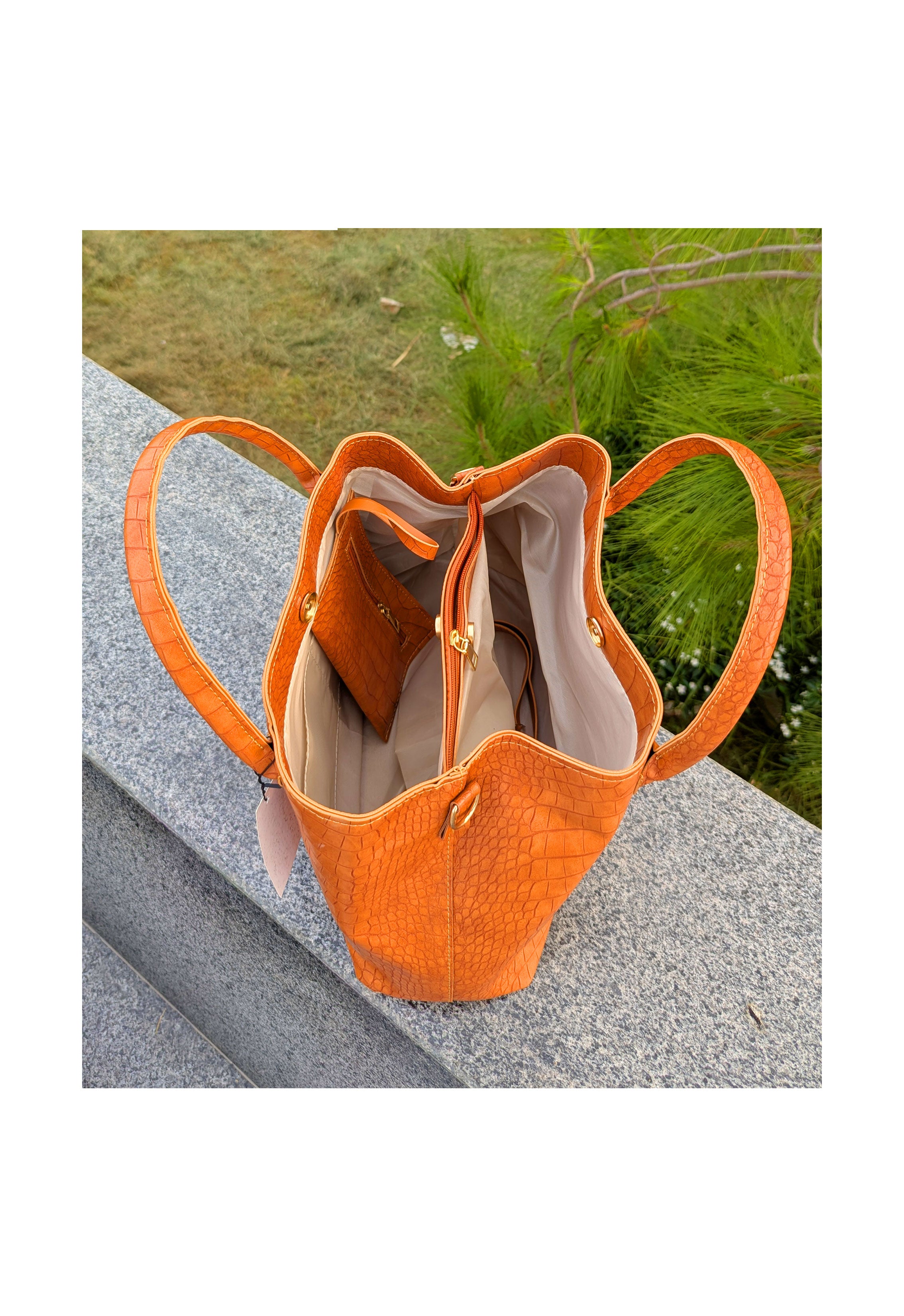 Mustard Brown Satchel Handbag
