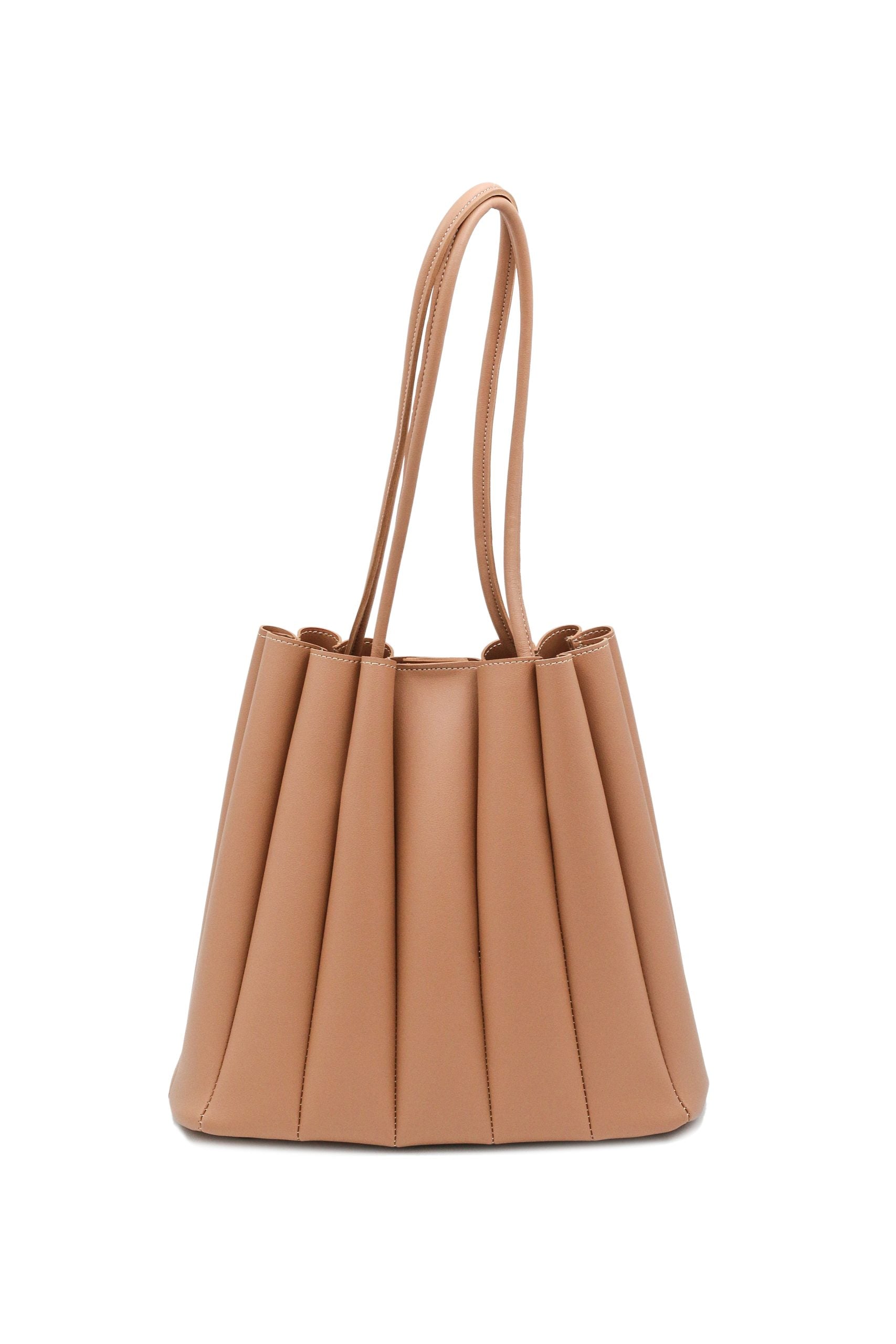 Pleated Biscuit Colored Tote