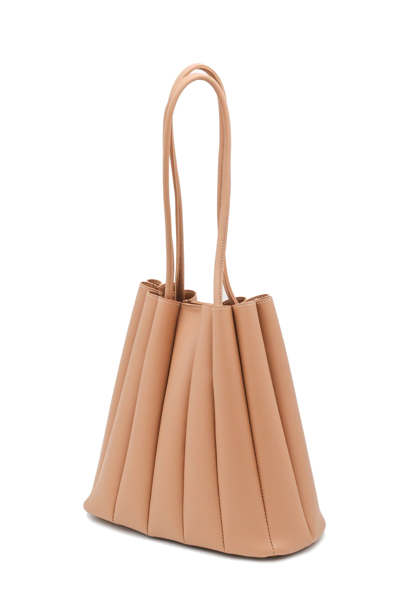 Pleated Biscuit Colored Tote