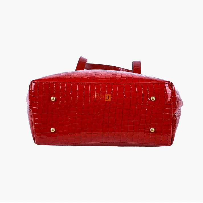 Roomy Reddish Maroon Crocodile Leather Tote Bag