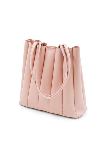 Pleated Tote-Salmon Pink