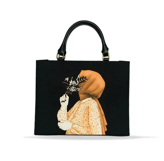 Modest Canvas Hijab Handbag - Black