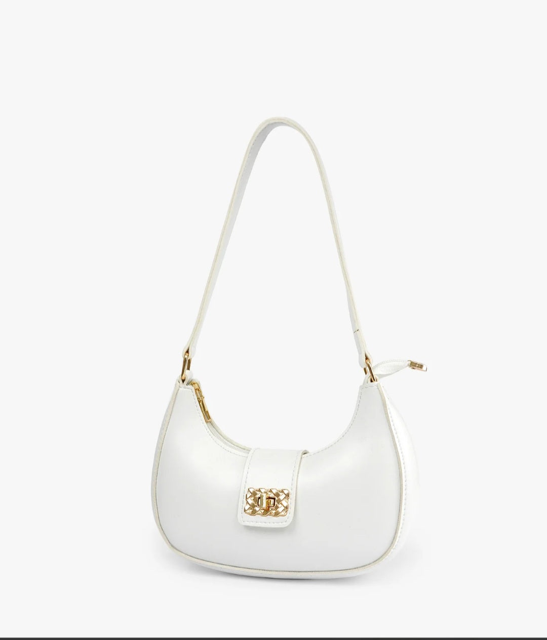 Sophia Lock White Shoulder Bag