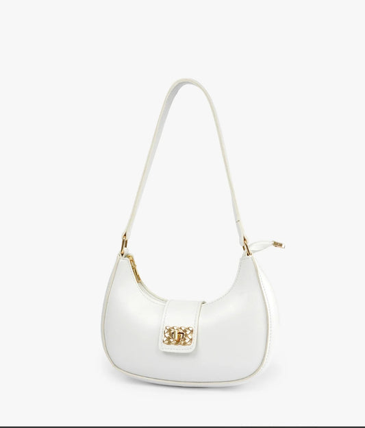 Sophia Lock White Shoulder Bag
