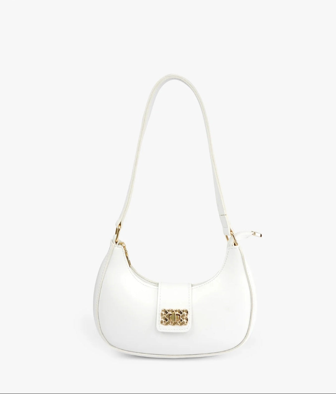 Sophia Lock White Shoulder Bag