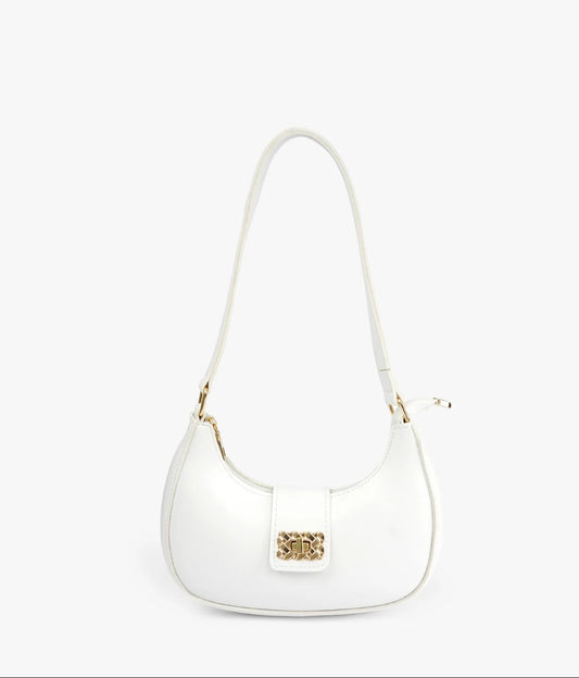 Sophia Lock White Shoulder Bag