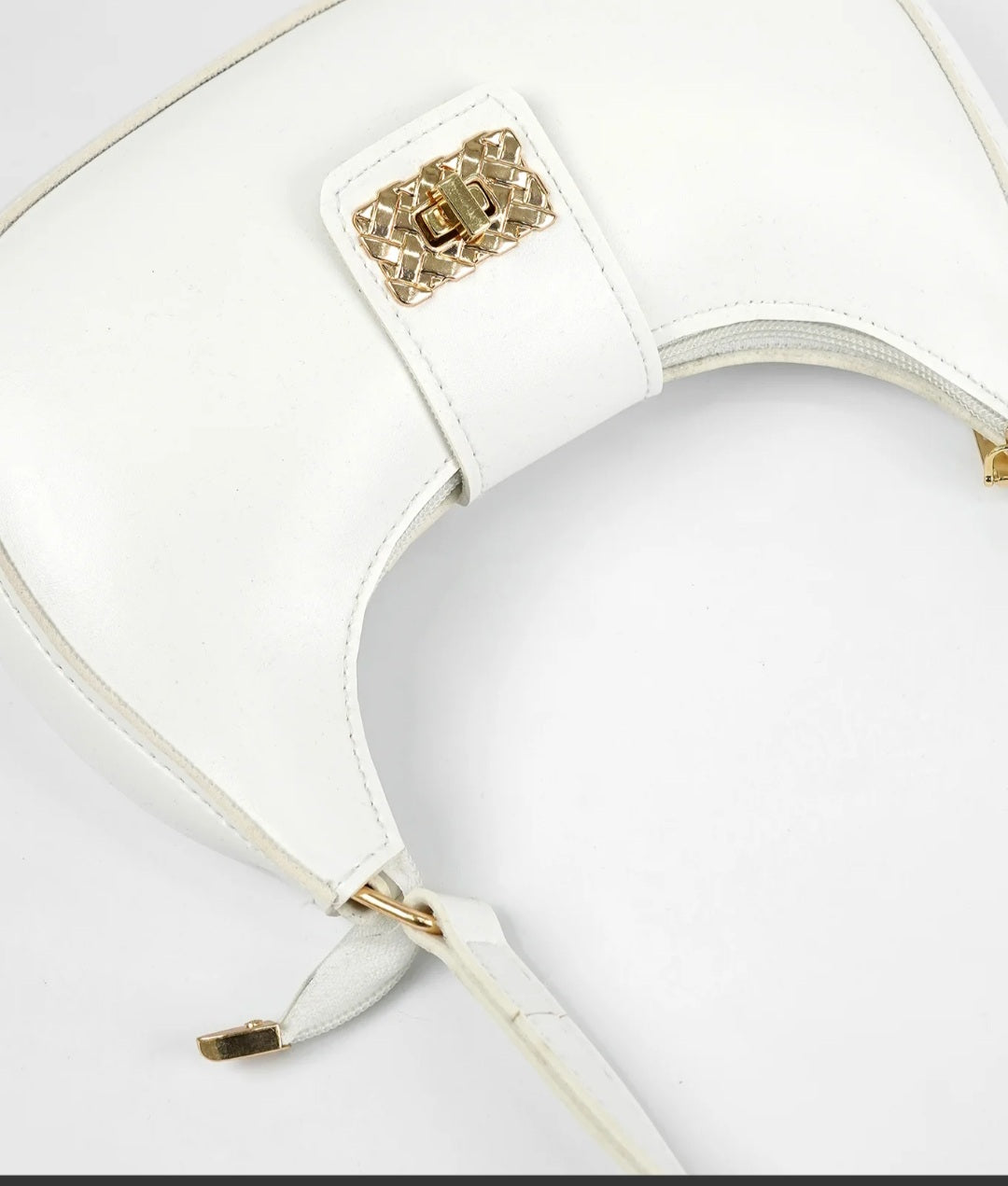 Sophia Lock White Shoulder Bag