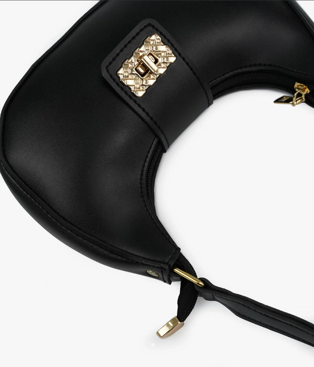 Sophia Lock Black Shoulder Bag