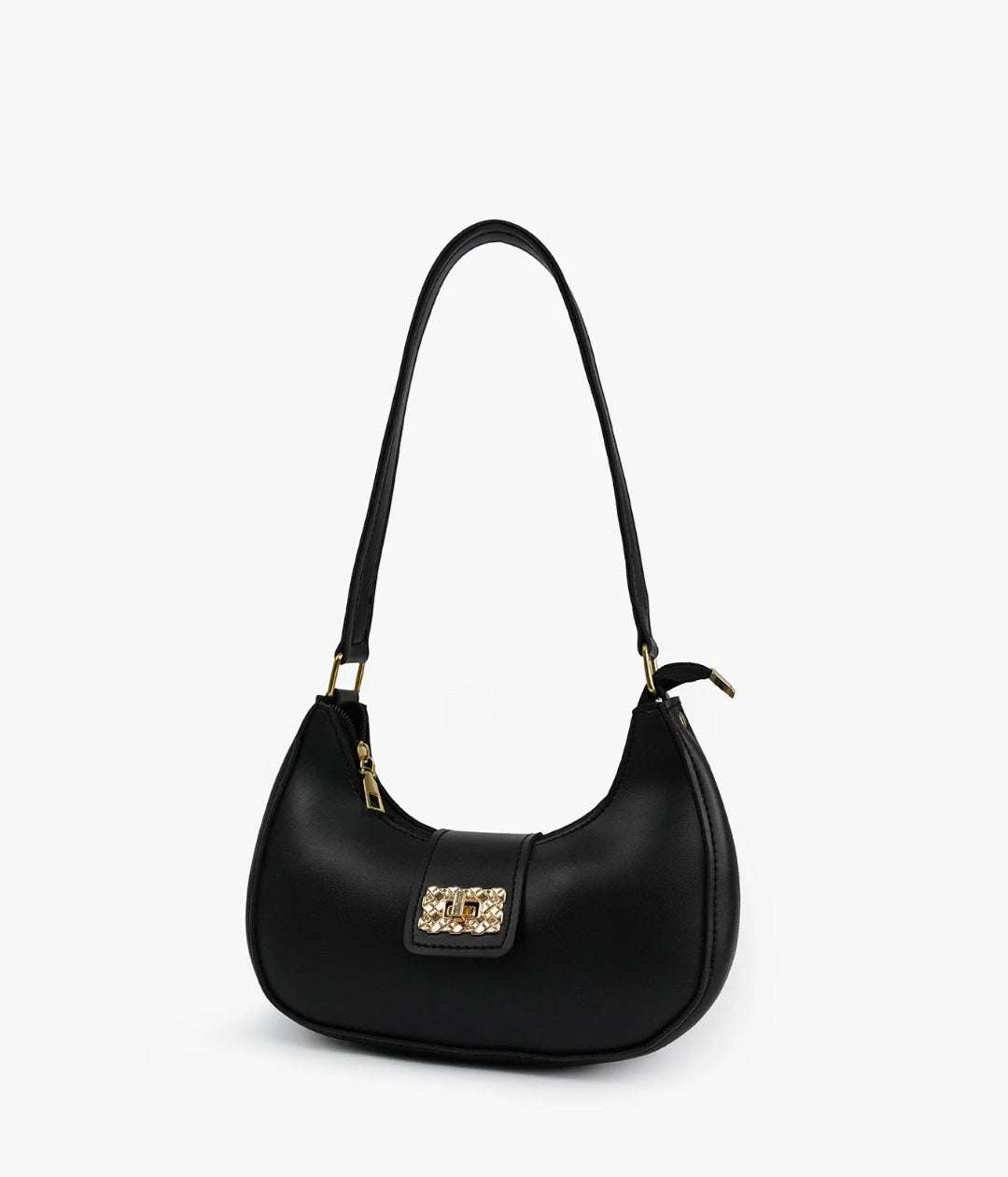 Sophia Lock Black Shoulder Bag