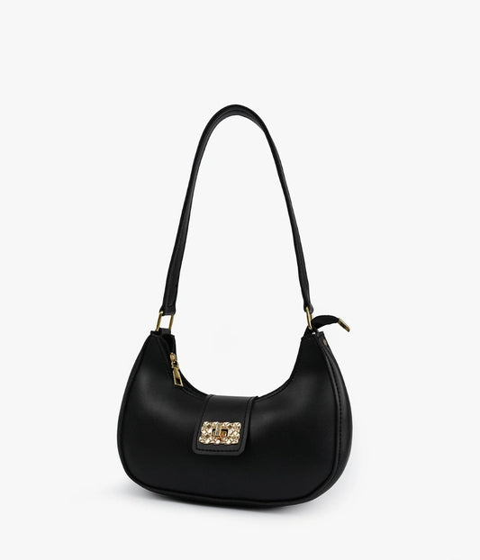 Sophia Lock Black Shoulder Bag