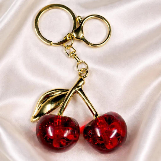 Imported Gold metal Cherry Keychain