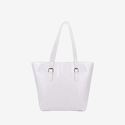 Roomy White Crocodile Leather Tote Bag