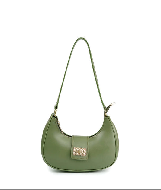 Sophia Lock Green Shoulder Bag