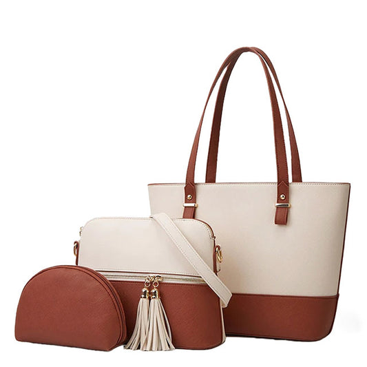 Carla Brown White 3 pcs Shoulder Bag