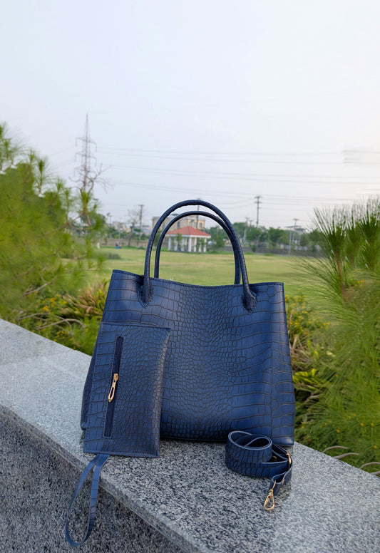 Blue Krokodil Satchel Handbag