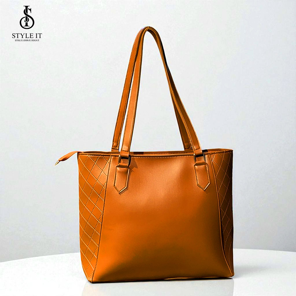 Luxe Elegance Mustard Brown Tote Bag – Women’s Fashion Shoulder Bag