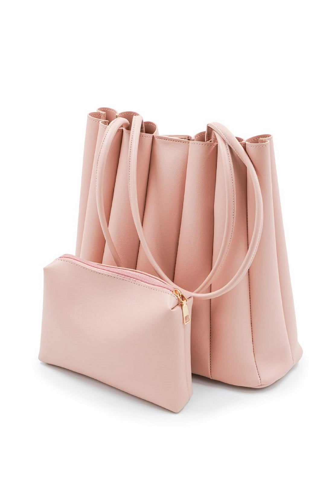 Pleated Salmon Pink Tote