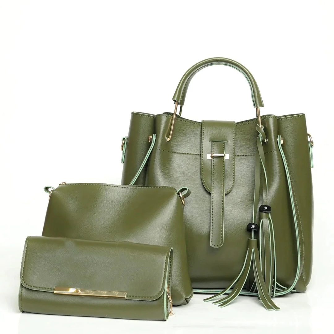 Alpha Green 3 Pcs Handbag