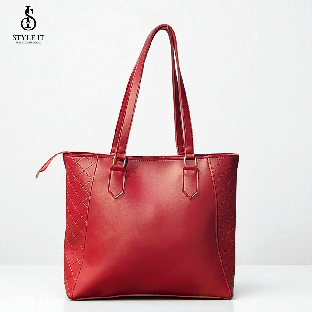 Luxe Elegance Maroon Tote Bag – Women’s Fashion Shoulder Bag