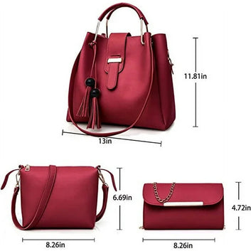 Alpha Red 3 pcs Handbag