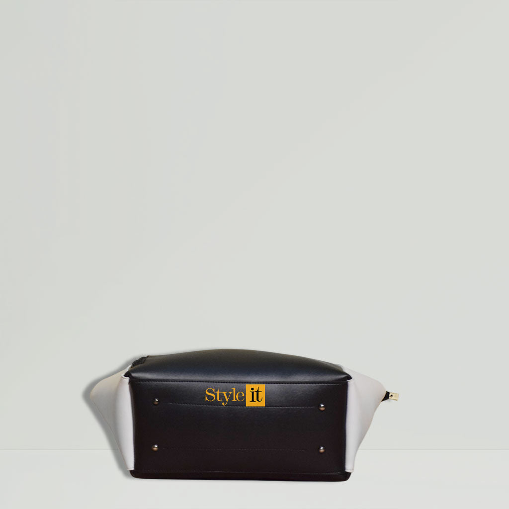 Black and White Two Tone mini pouch Tote
