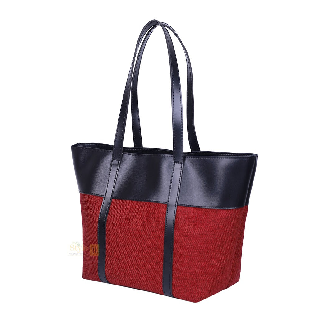 Burberry Red and Black Tote Bag