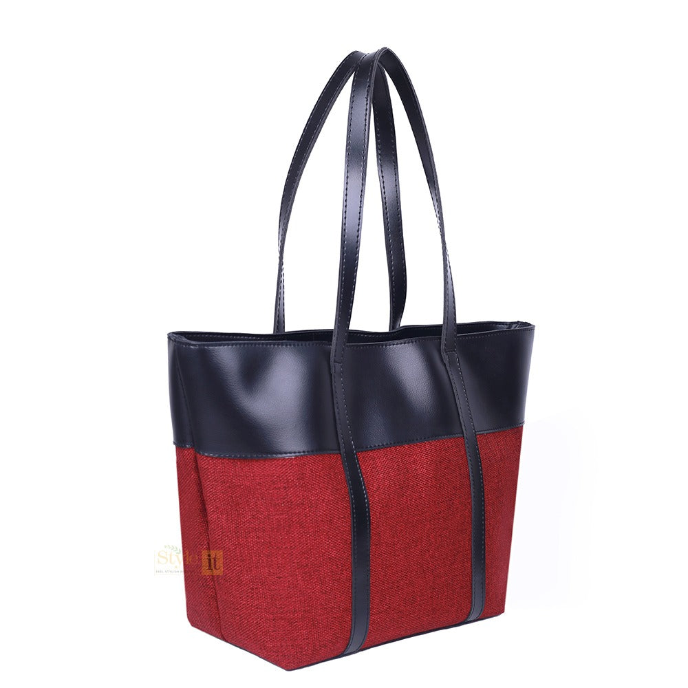 Burberry Red and Black Tote Bag