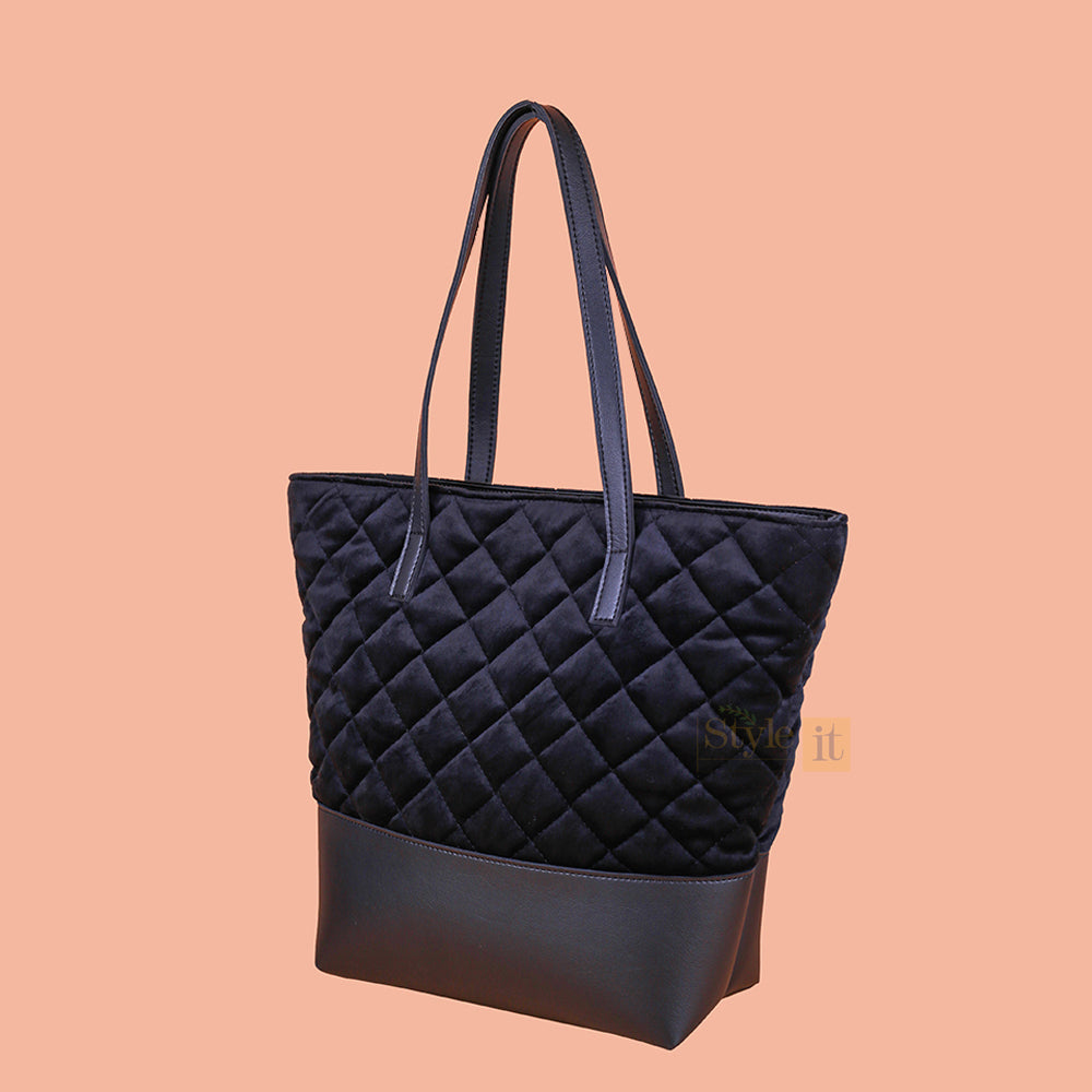 Soft & Quilted Black Tote