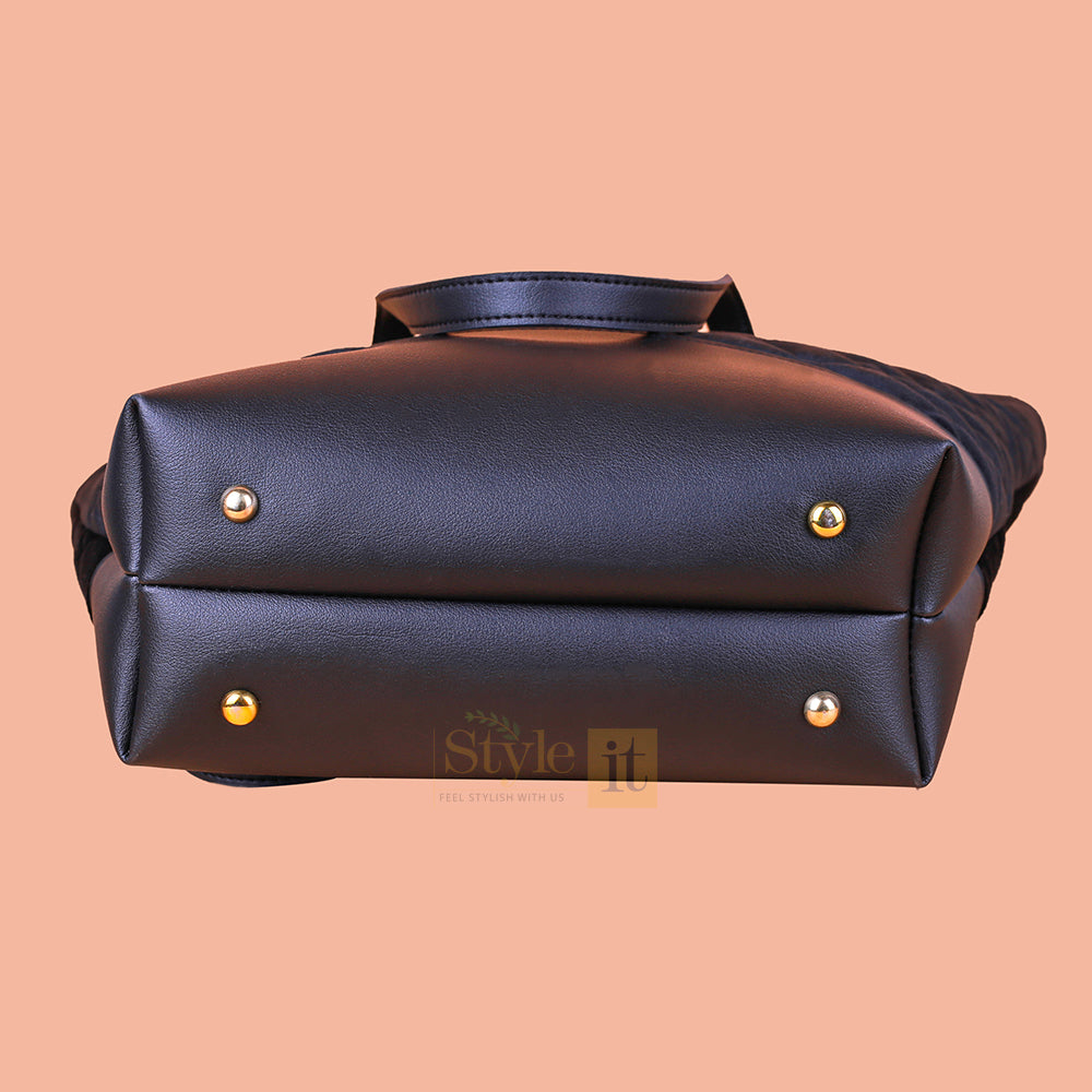 Soft Quilted Black Tote
