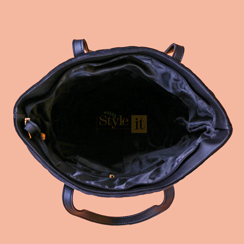 Soft Quilted Black Tote