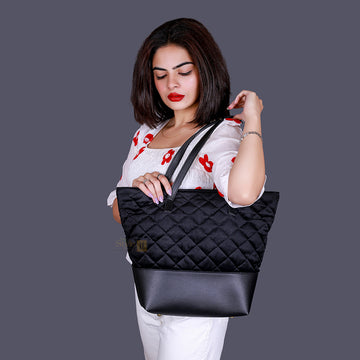 Soft & Quilted Black Tote