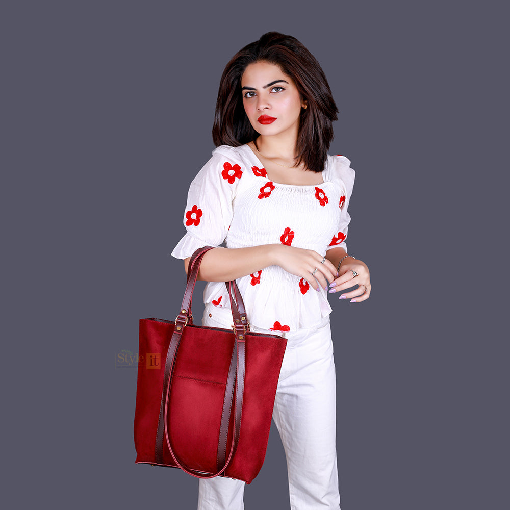 Commodious Maroon Tote Bag