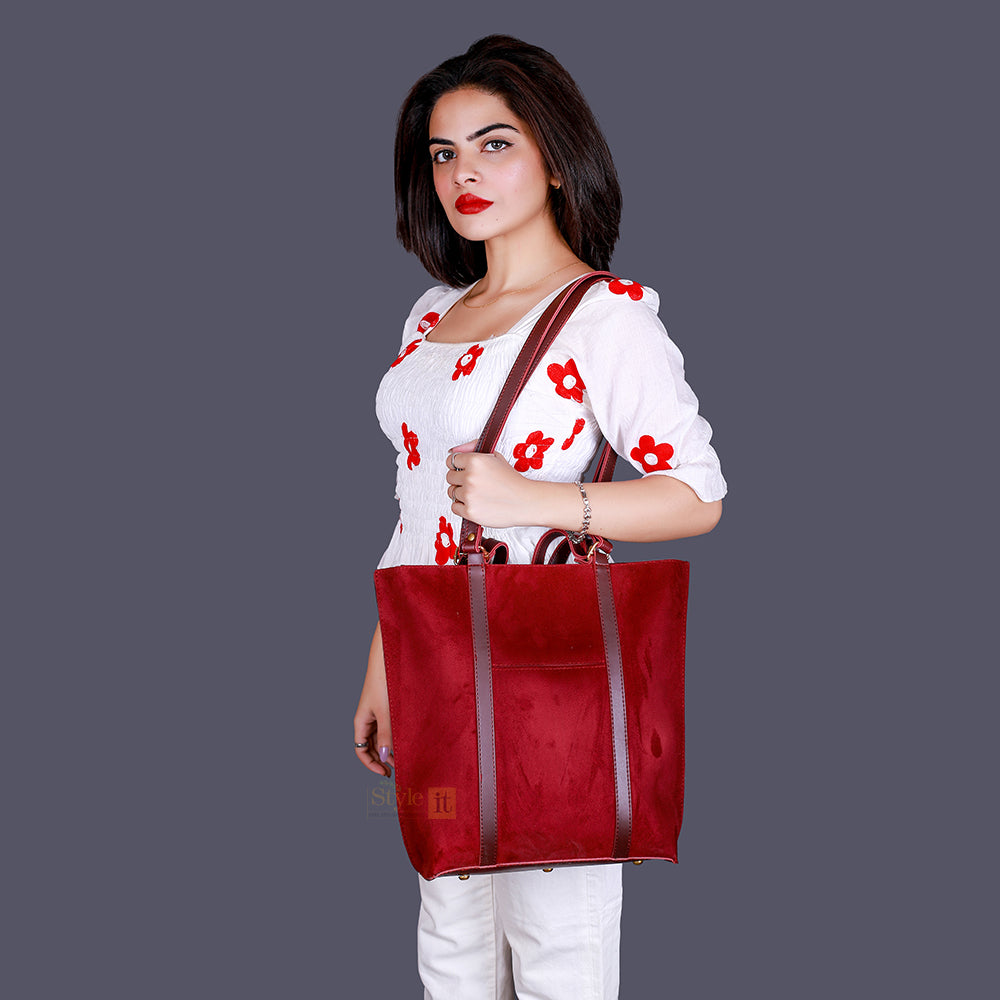 Commodious Maroon Tote Bag