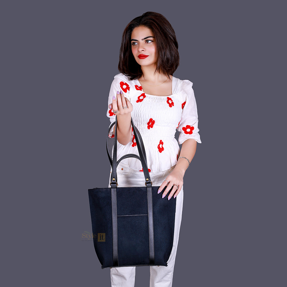 Commodious Black Tote Bag