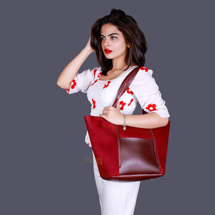 Comely Maroon Tote Bag