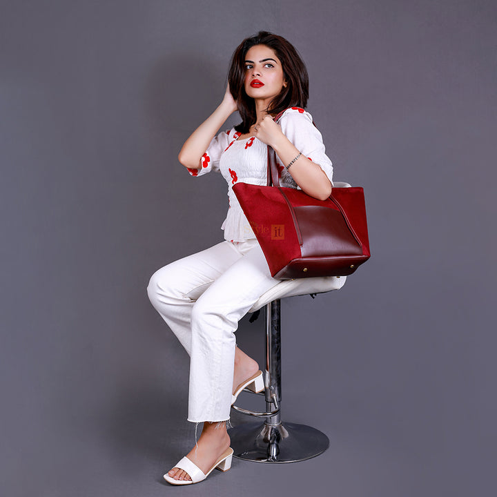 Comely Maroon Tote Bag