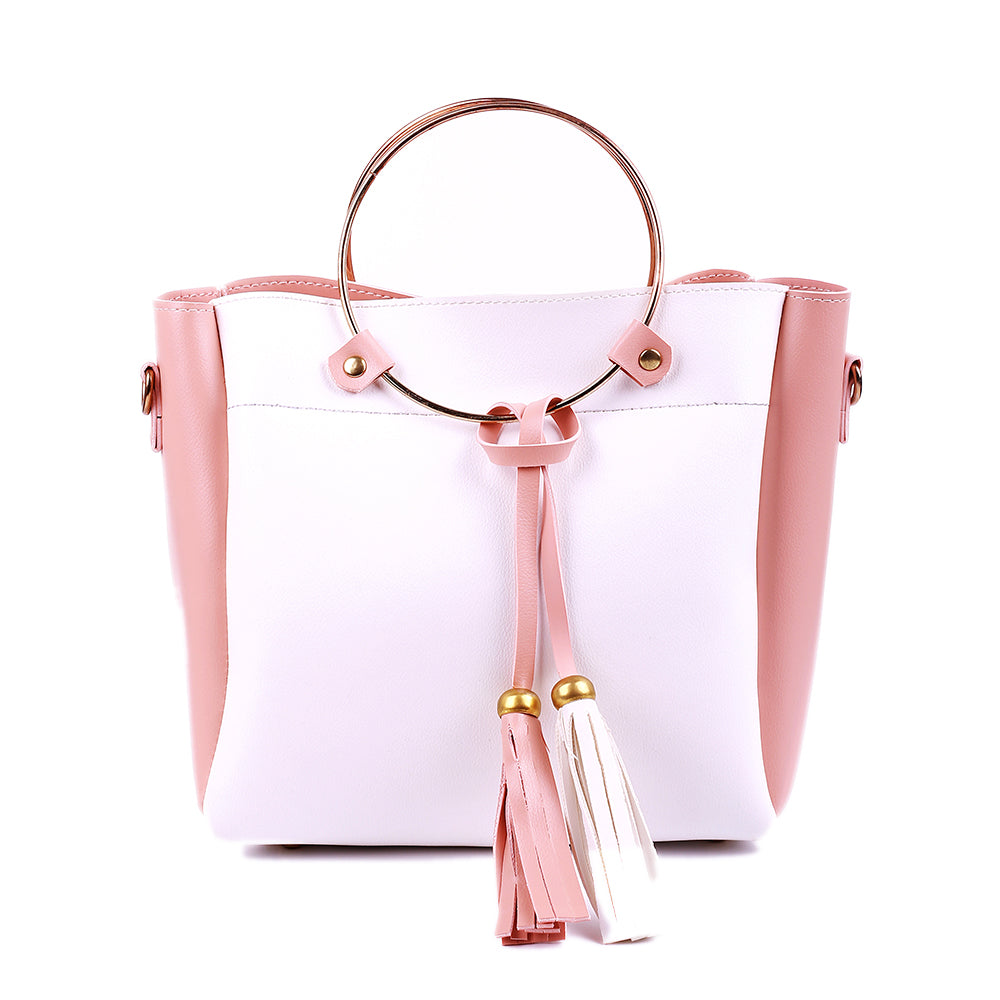 Gloria Pink and White Handbag