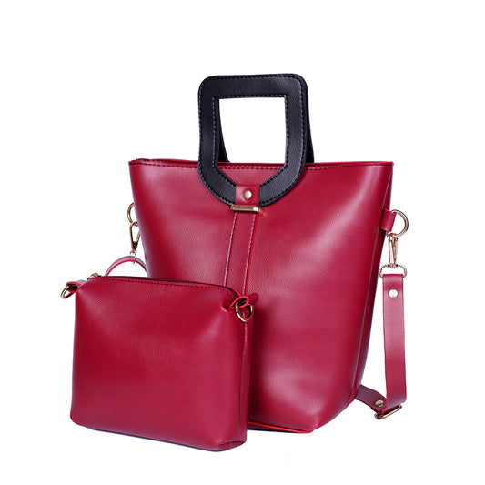 Hazel Maroon 2 Pcs Handbag