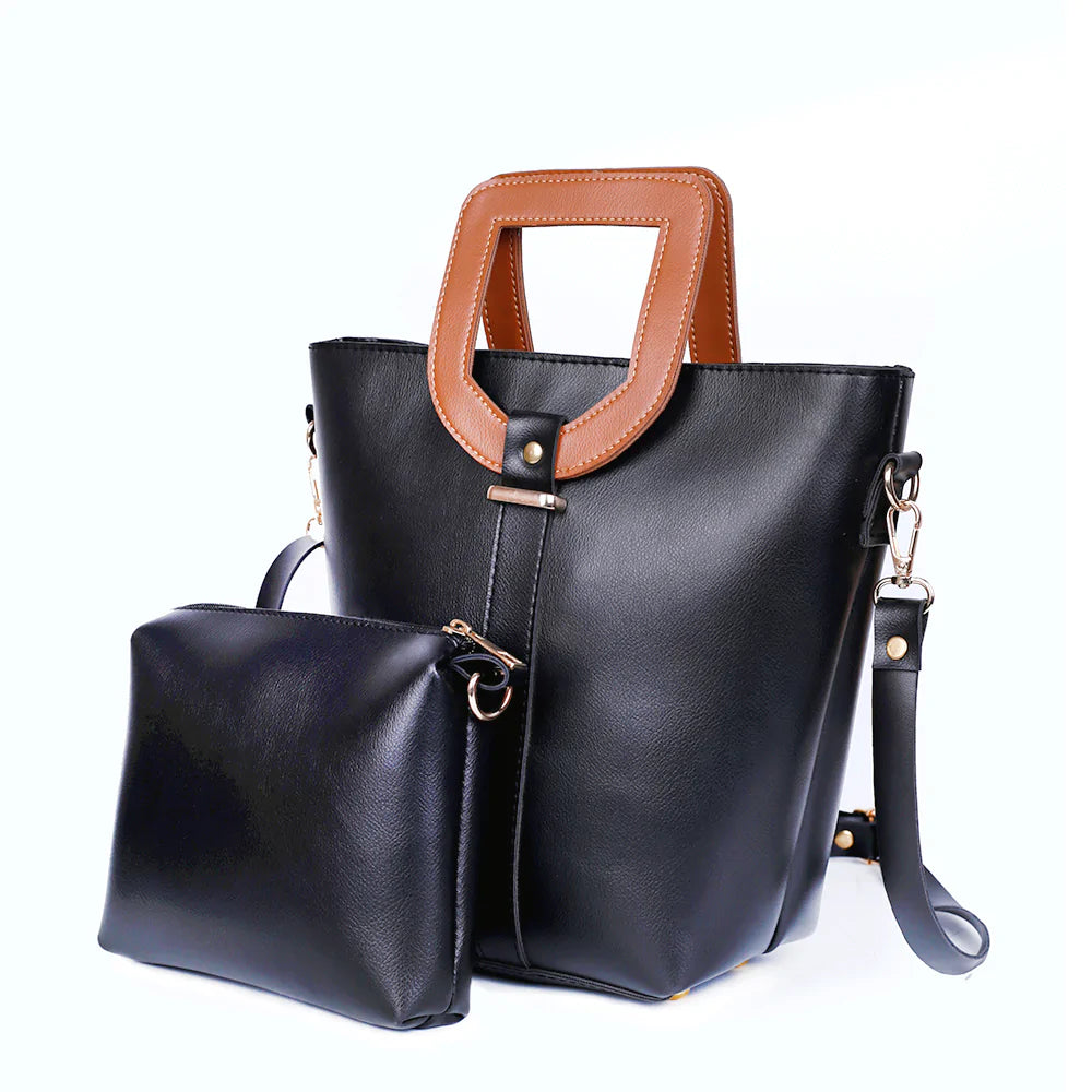 Hazel Black 2 Pcs Handbag