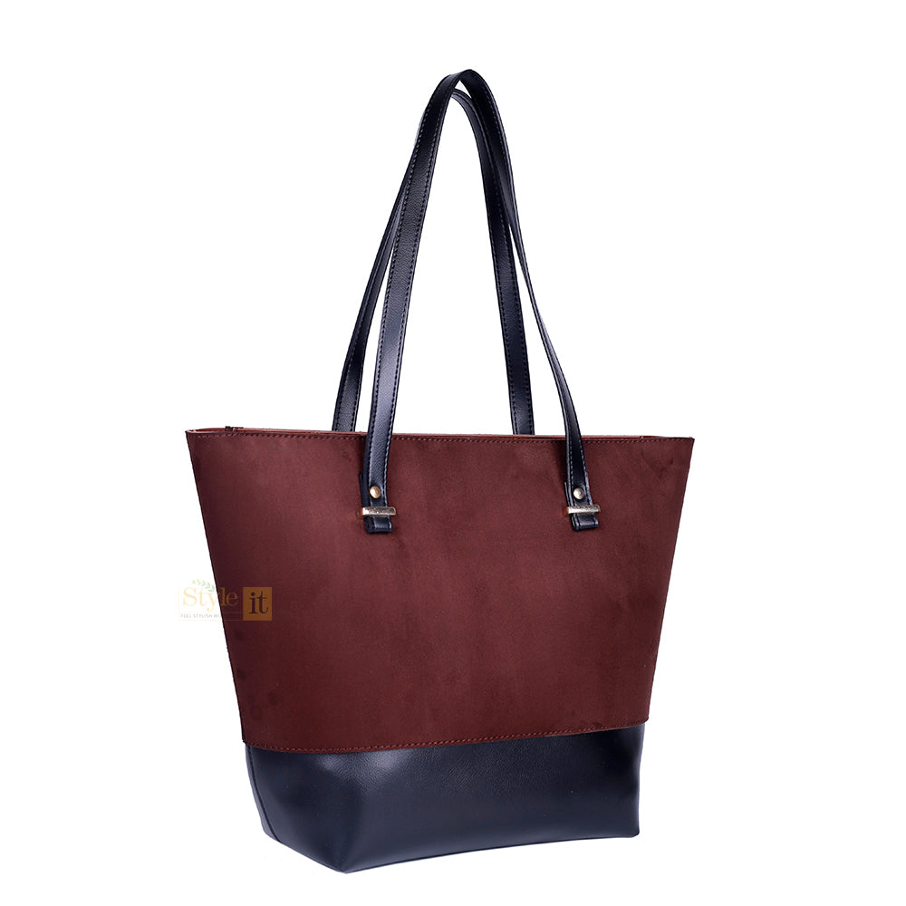 Posh Brown and Black Tote Bag